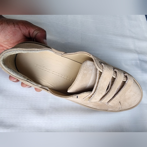Freda Salvador Shoes - Freda Salvador Beige Suede Velcro Strap Sneaker